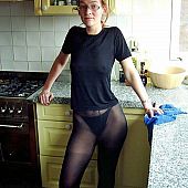 Intimate housewives wearing pantyhose.